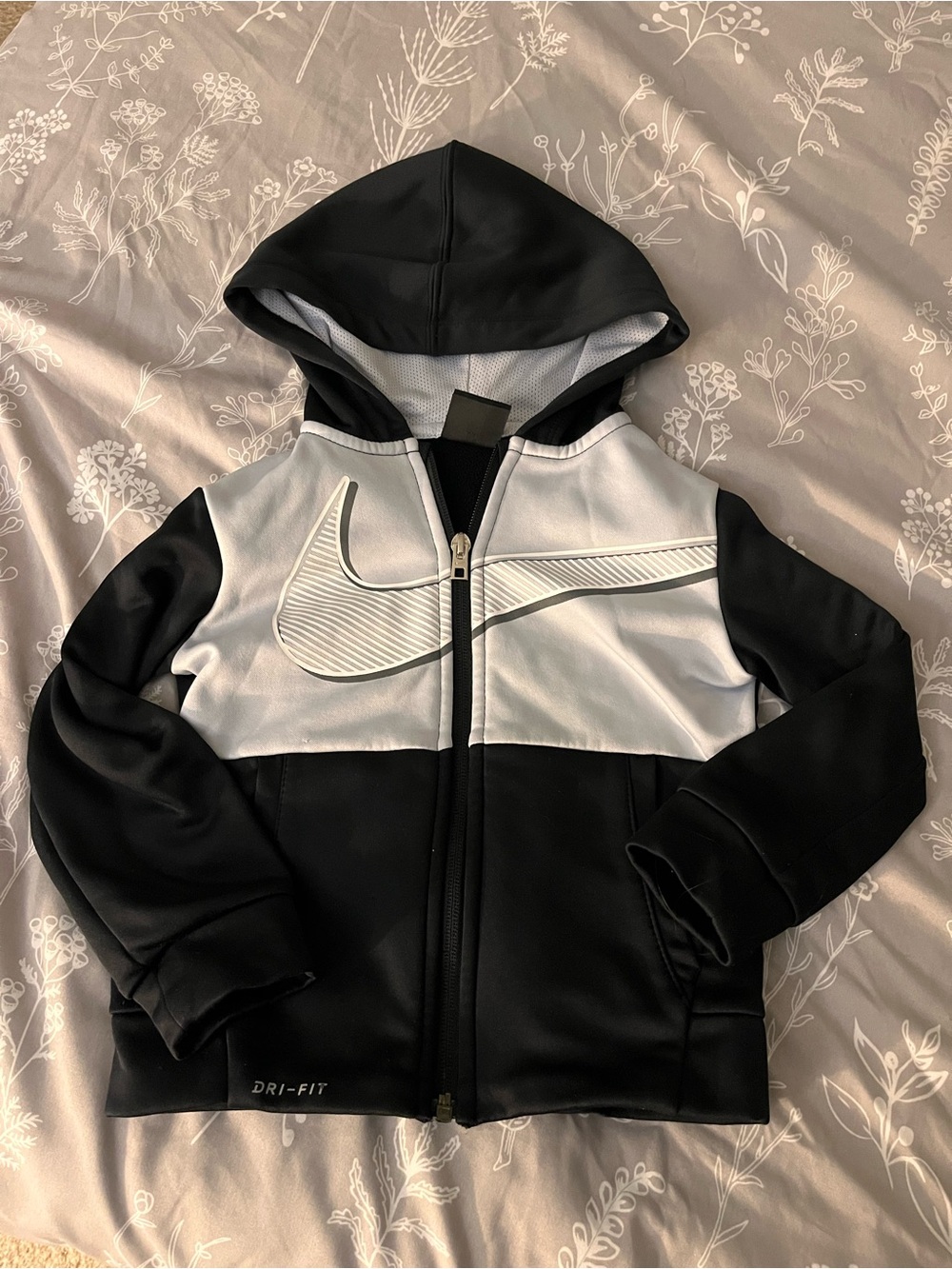 Nike Black & White Dri-FIT Full-Zip Hoodie for Kids
